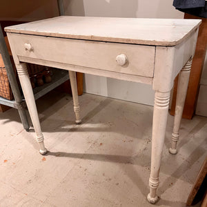 Vintage Small White Table with Drawer
