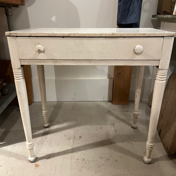 Vintage Small White Table with Drawer
