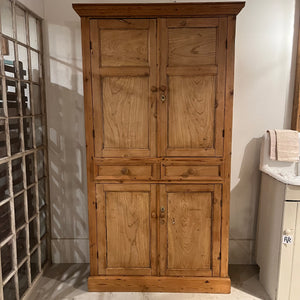 Vintage Pine Cabinet with Scalloped Shelves