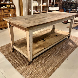 Vintage Island with Lower Level on Casters