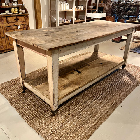 Vintage Island with Lower Level on Casters