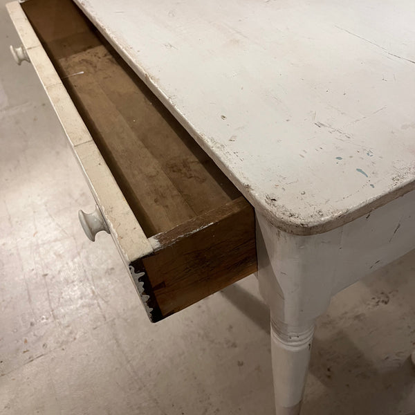 Vintage Small White Table with Drawer