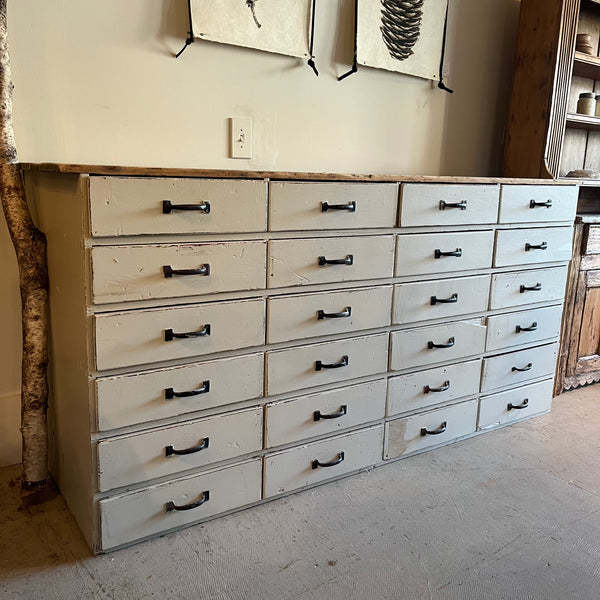 Vintage Painted 24-Drawer Cabinet