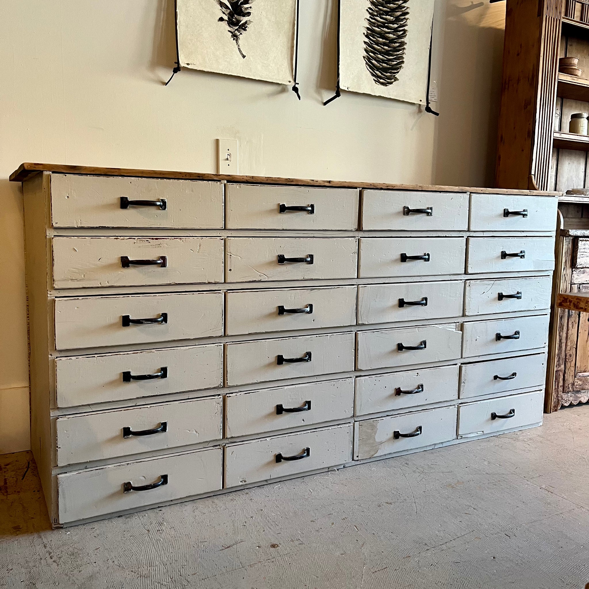 Vintage Painted 24-Drawer Cabinet