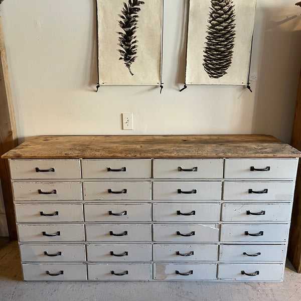 Vintage Painted 24-Drawer Cabinet